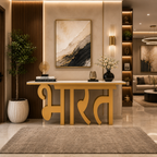 Premium LED Reception Desk with Bharat Art for Modern Spaces (SS 302)