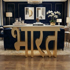 Premium LED Reception Desk with Bharat Art for Modern Spaces (SS 302)