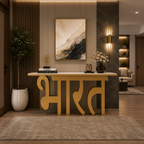 Premium LED Reception Desk with Bharat Art for Modern Spaces (SS 302)