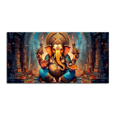 Premium Lord Ganesha Statue Canvas Wall Painting