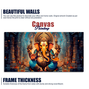 Premium Lord Ganesha Statue Canvas Wall Painting