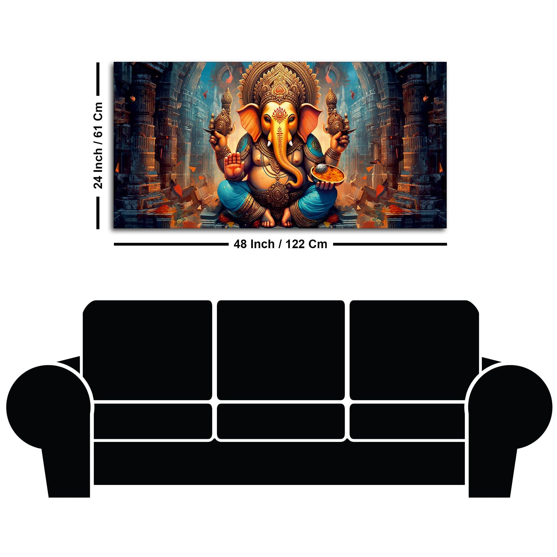 Premium Lord Ganesha Statue Canvas Wall Painting