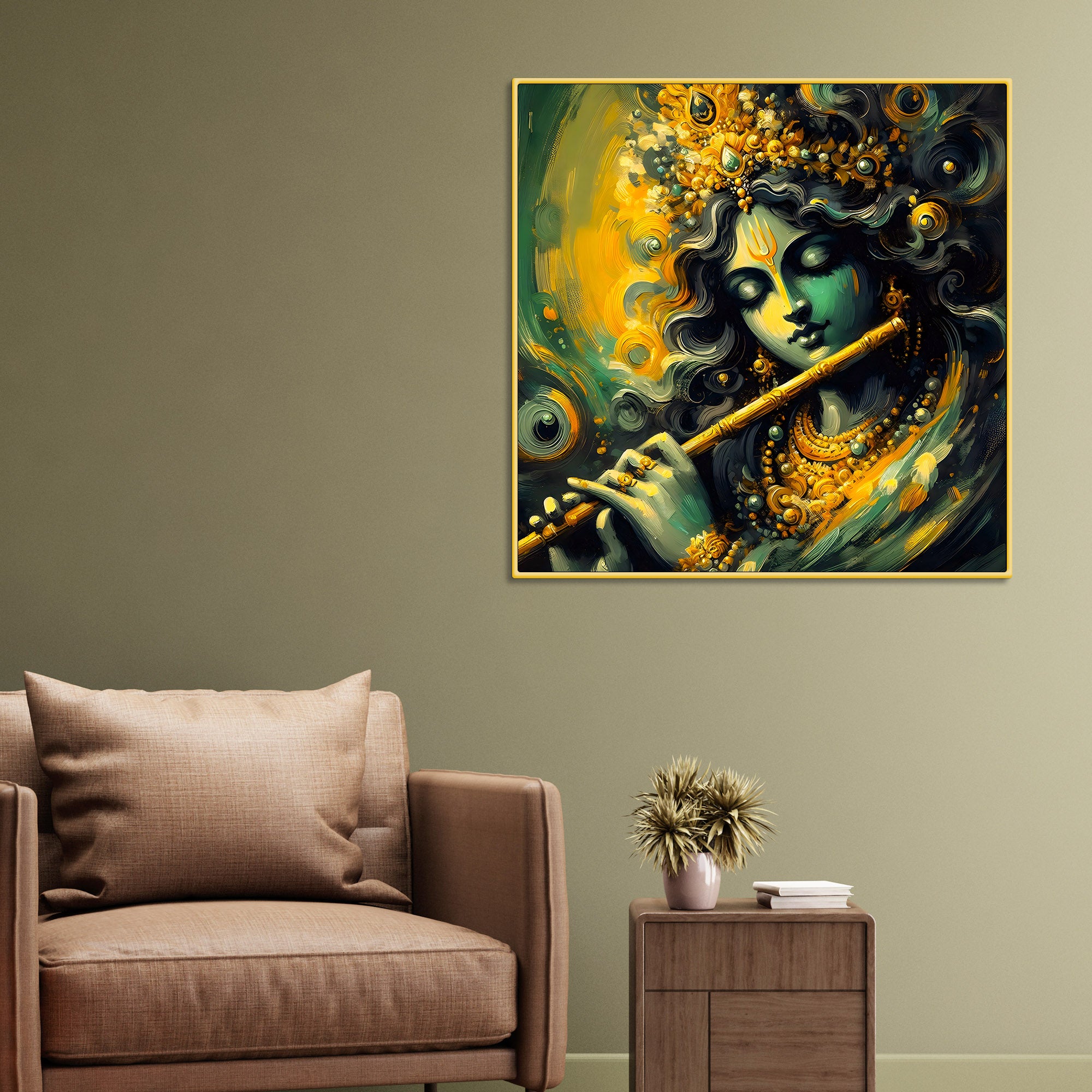 Premium Lord Krishna Canvas Wall Painting for Living Room & Office