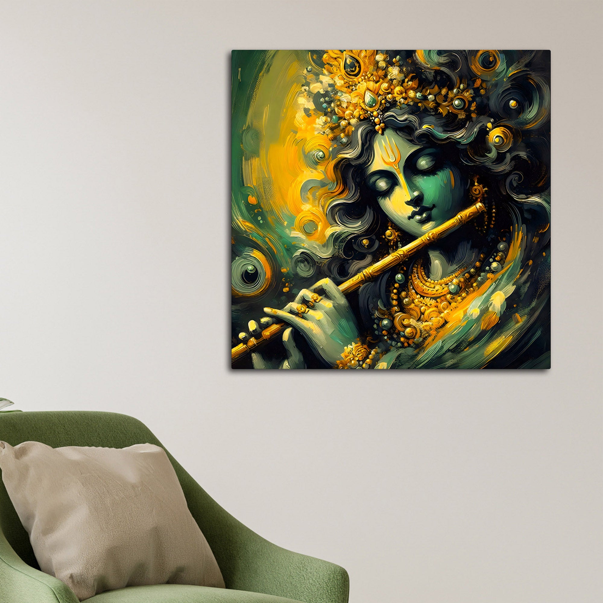 Premium Lord Krishna Canvas Wall Painting for Living Room & Office