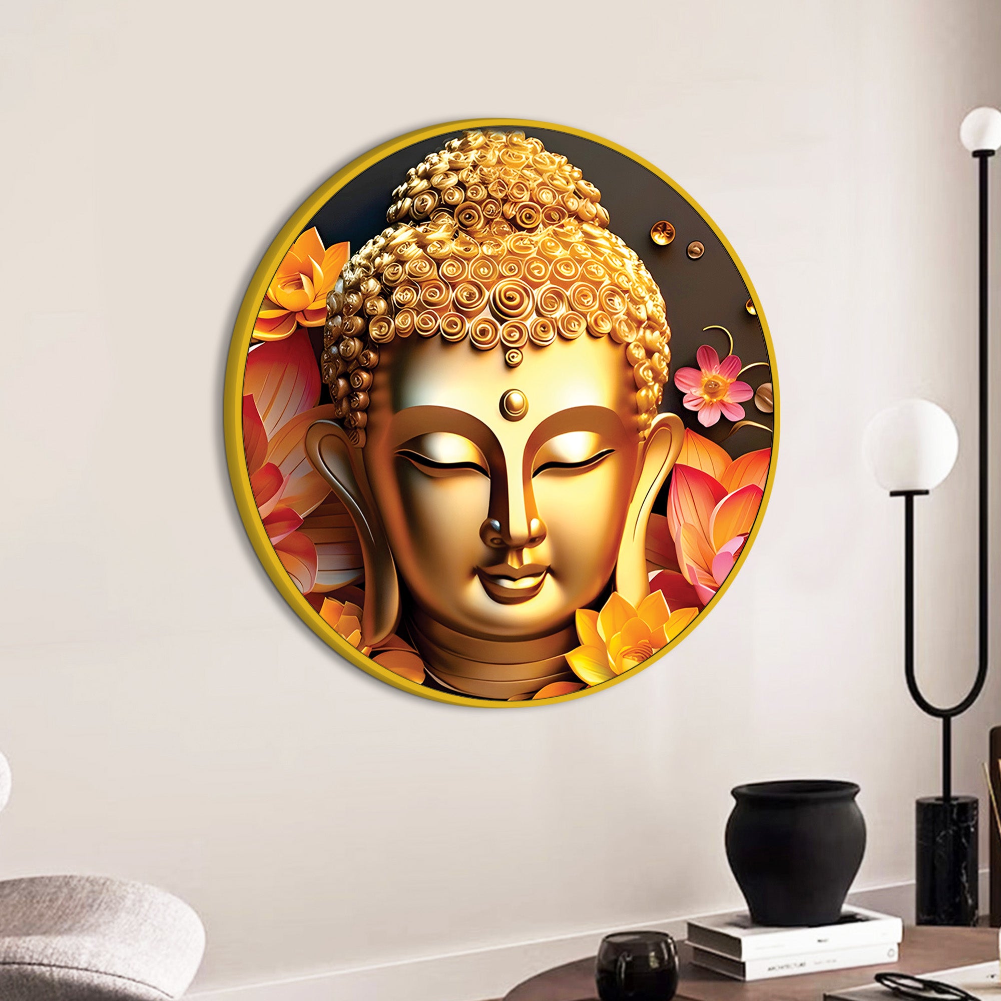 Premium Luxury Round Buddha Canvas Painting