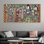 premium-madhubani-ram-sita-marriage-canvas-wall-painting-religious-artwork