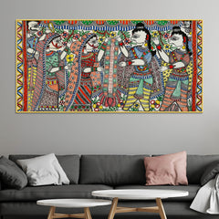 premium-madhubani-ram-sita-marriage-canvas-wall-painting-religious-artwork