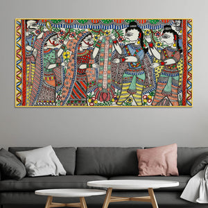 premium-madhubani-ram-sita-marriage-canvas-wall-painting-religious-artwork