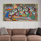 premium-madhubani-rural-life-canvas-painting