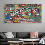 Premium Madhubani Rural Life Canvas Painting