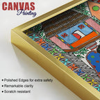 Premium Madhubani Rural Life Canvas Painting