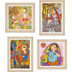 Premium Madhubani Wall Art Frame Set of 4