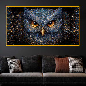 Premium Majestic Owl Crystal Glass Wall Painting for Living Room Décor