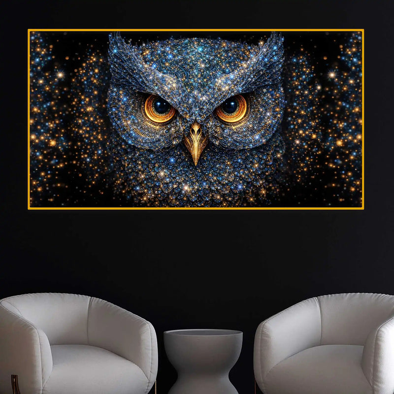 Premium Majestic Owl Crystal Glass Wall Painting for Living Room Décor