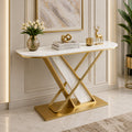 Premium Marble Console Table Featuring Elegant Gold Detailing