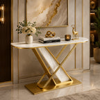 Premium Marble Console Table Featuring Elegant Gold Detailing