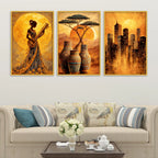 Premium Modern Abstract Artwork Canvas Wall Painting Set of Three