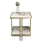 Premium Modern Glam Side Table with Marble Look Finish