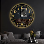 Premium Modern LED Mirror Wall Clock with Golden Dial Design