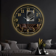 Premium Modern LED Mirror Wall Clock with Golden Dial Design