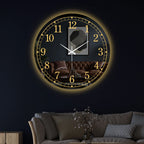Premium Modern LED Mirror Wall Clock with Golden Dial Design