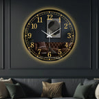 Premium Modern LED Mirror Wall Clock with Golden Dial Design