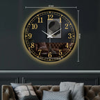 Premium Modern LED Mirror Wall Clock with Golden Dial Design