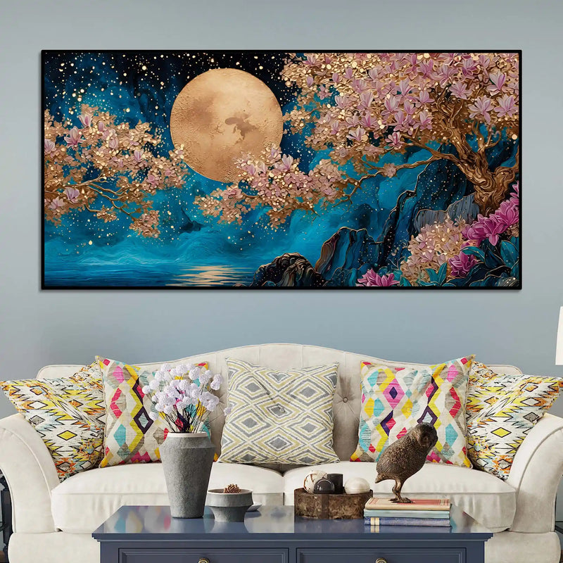 Premium Nature Abstract Wall Art Blossom Tree Canvas Painting