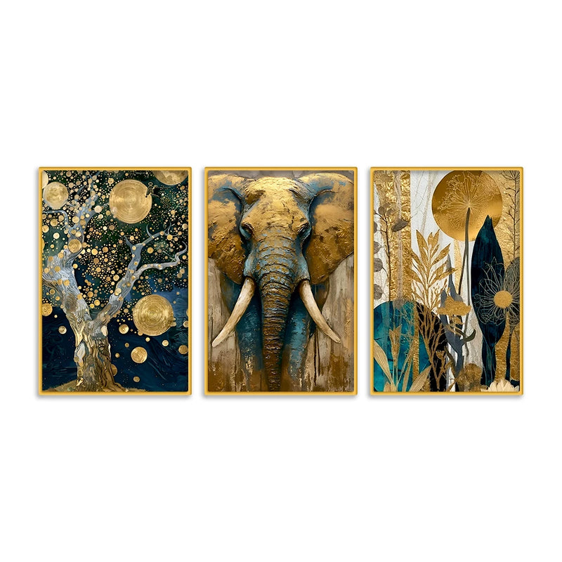 Premium Nature Inspired Canvas Wall Art Painting Set of Three