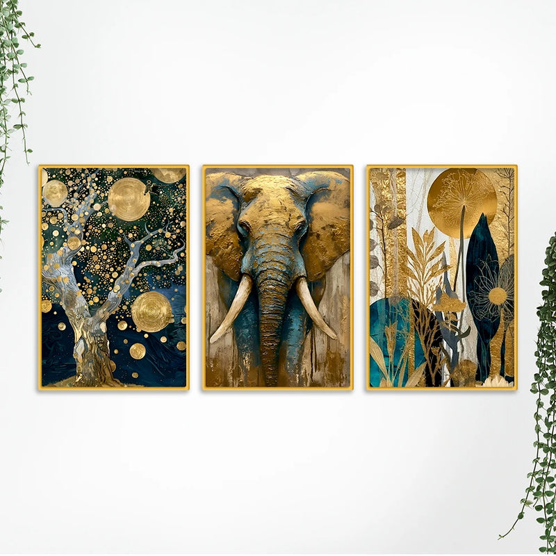 Premium Nature Inspired Canvas Wall Art Painting Set of Three