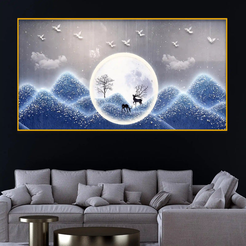 Premium Nature Moonlight Crystal Glass Painting for Calming Spaces