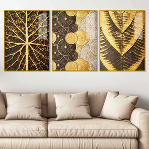 Premium Nature Texture Floating Acrylic Painting Set of 3