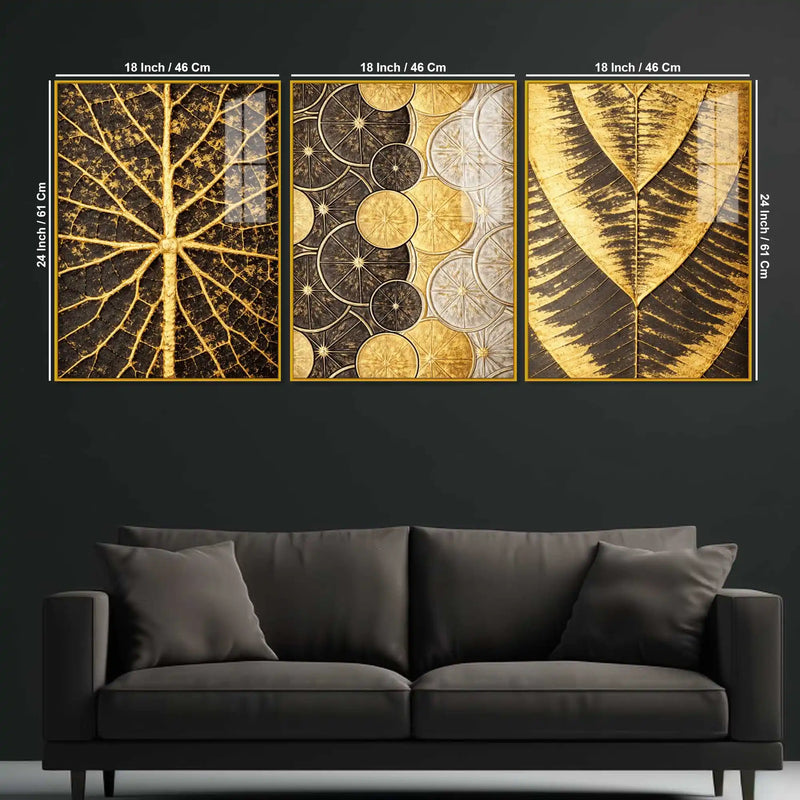 Premium Nature Texture Floating Acrylic Painting Set of 3