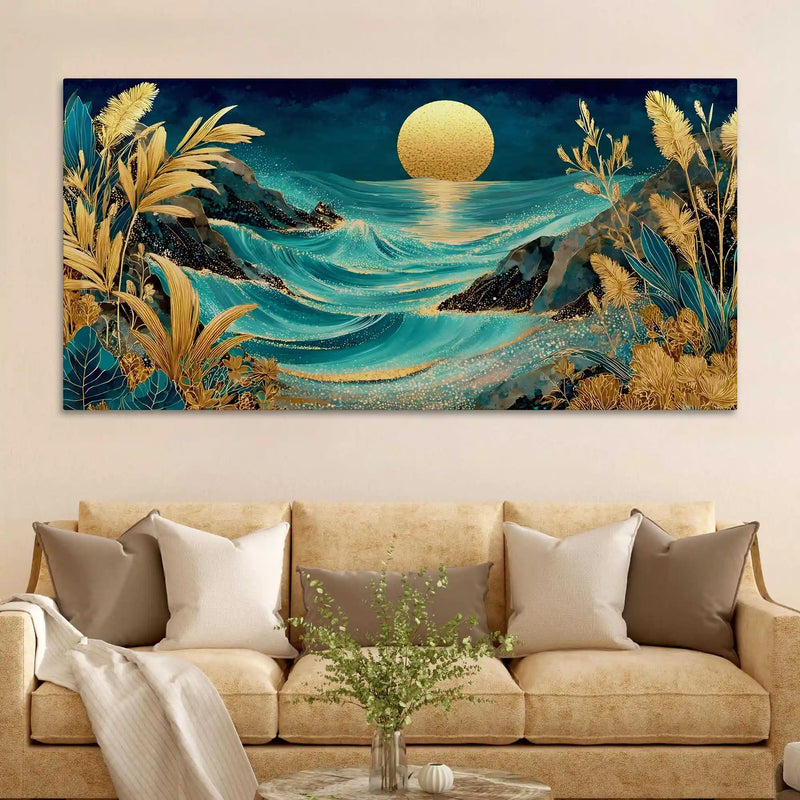 Premium Ocean Sunset Abstract Canvas Painting