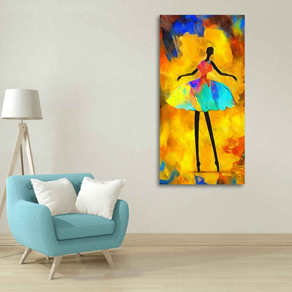 Premium Wall Painting of African Girl Ballerina Dancing