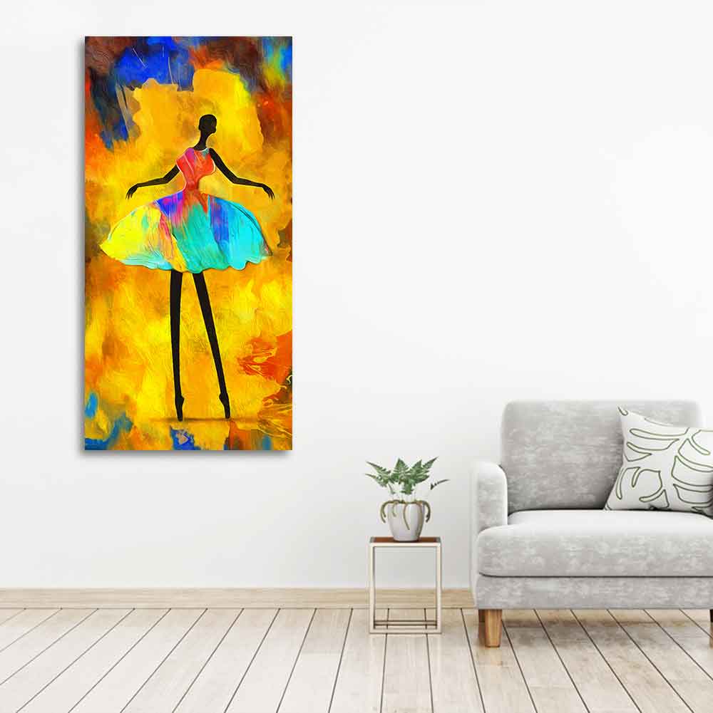 Premium Wall Painting of African Girl Ballerina Dancing