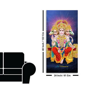 Premium Panchmukhi Lord Hanuman Canvas Wall Painting