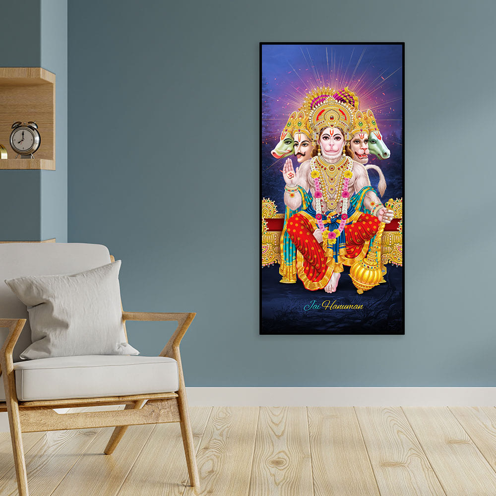 Premium Panchmukhi Lord Hanuman Canvas Wall Painting