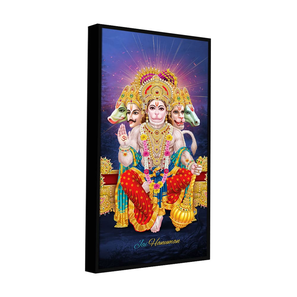 Premium Panchmukhi Lord Hanuman Canvas Wall Painting