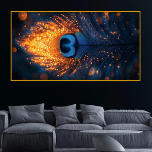 Premium Peacock Feather Crystal Glass Wall Painting