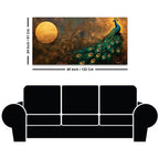 Premium Peacock Full Moon Night Scene Canvas Wall Painting