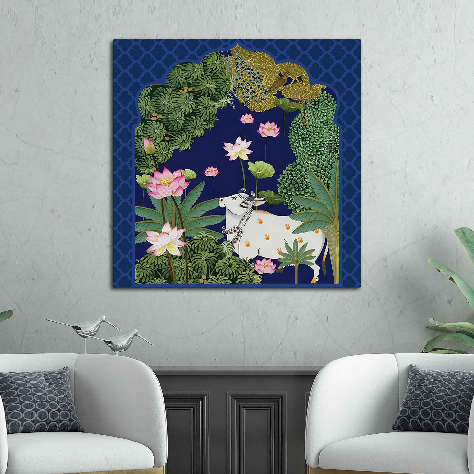 Premium Pichwai Cow Canvas Wall Painting | Ethnic Home Décor