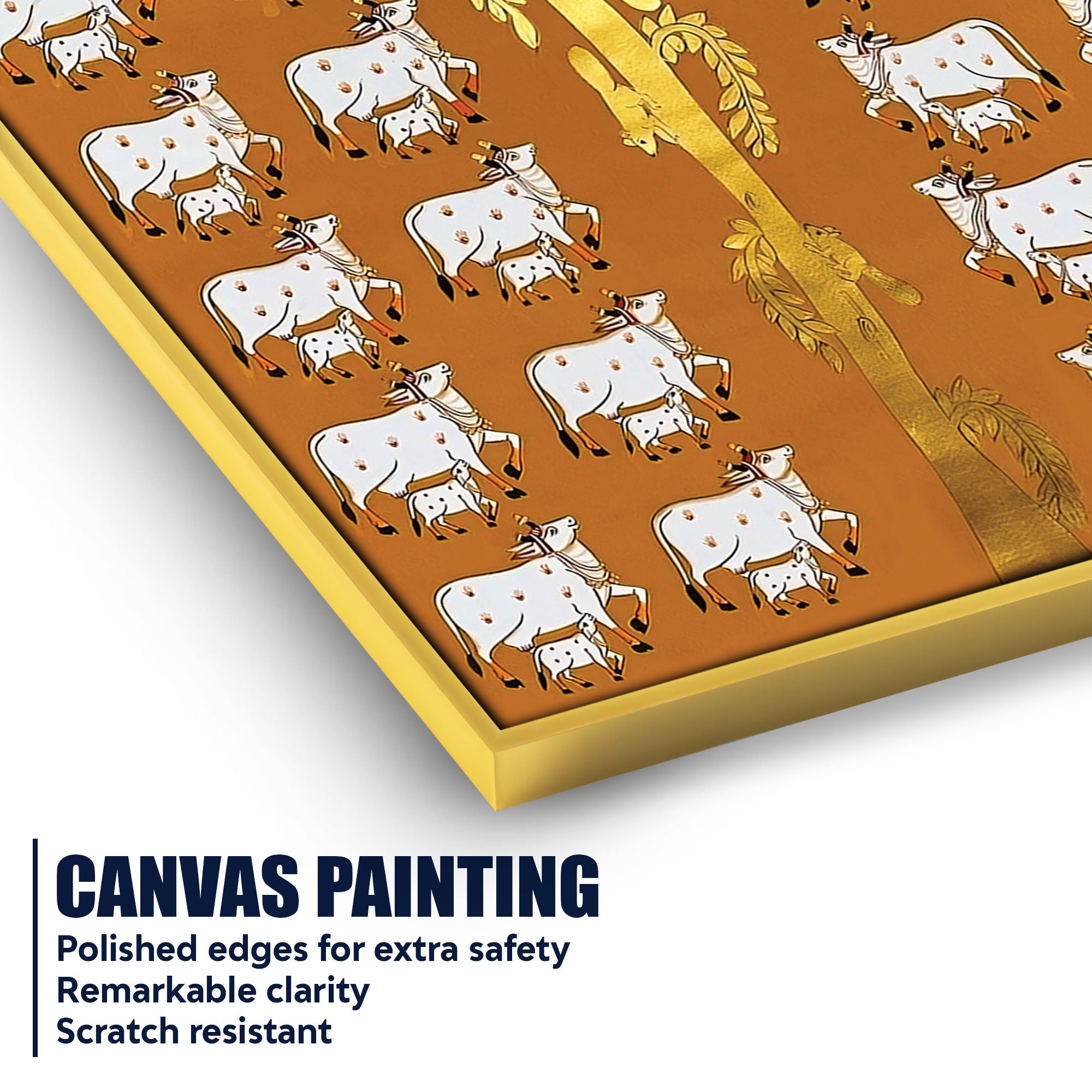 Premium Pichwai Cow Tree Wall Painting | Indian Traditional Canvas Decor