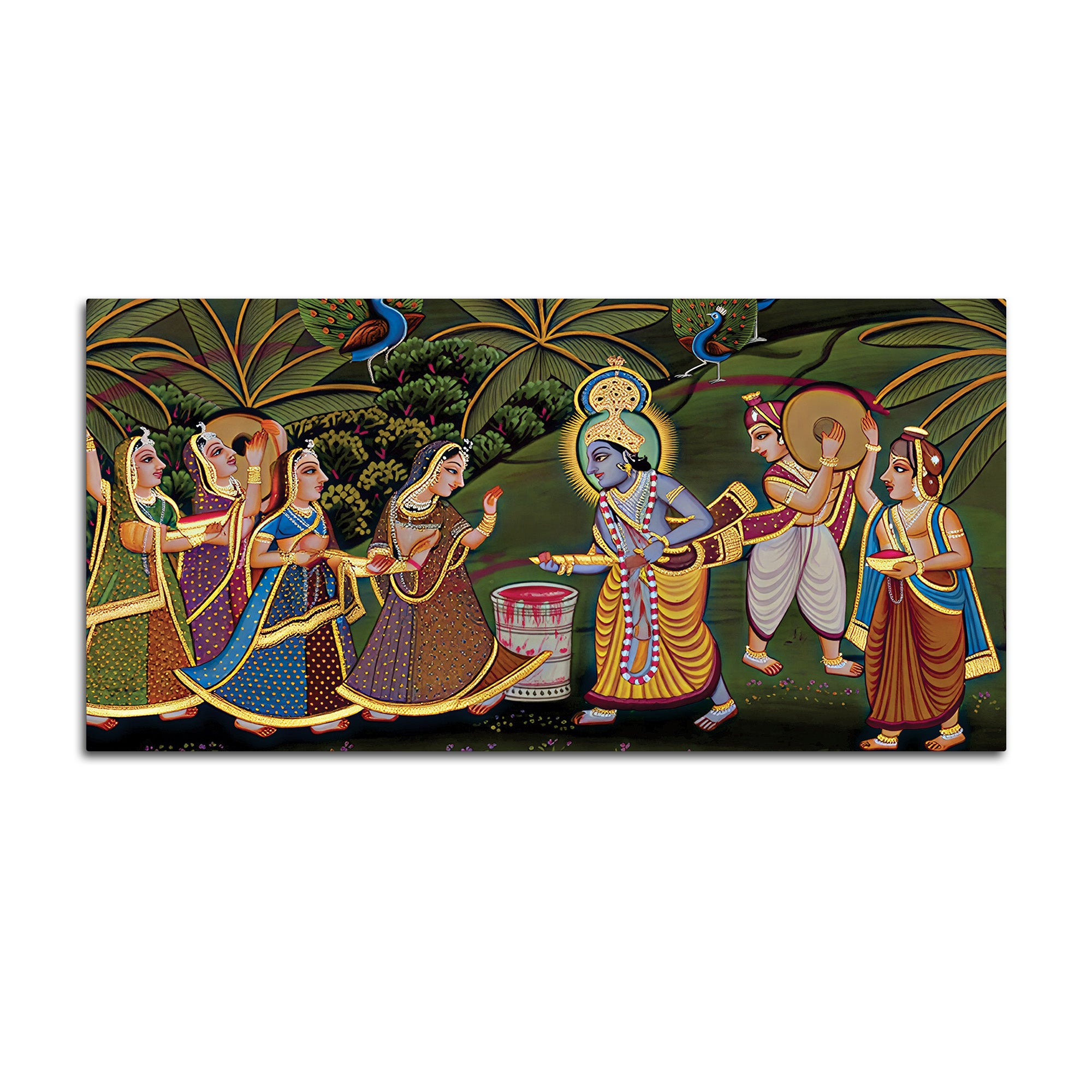 Premium Pichwai Krishna Holi Wall Painting
