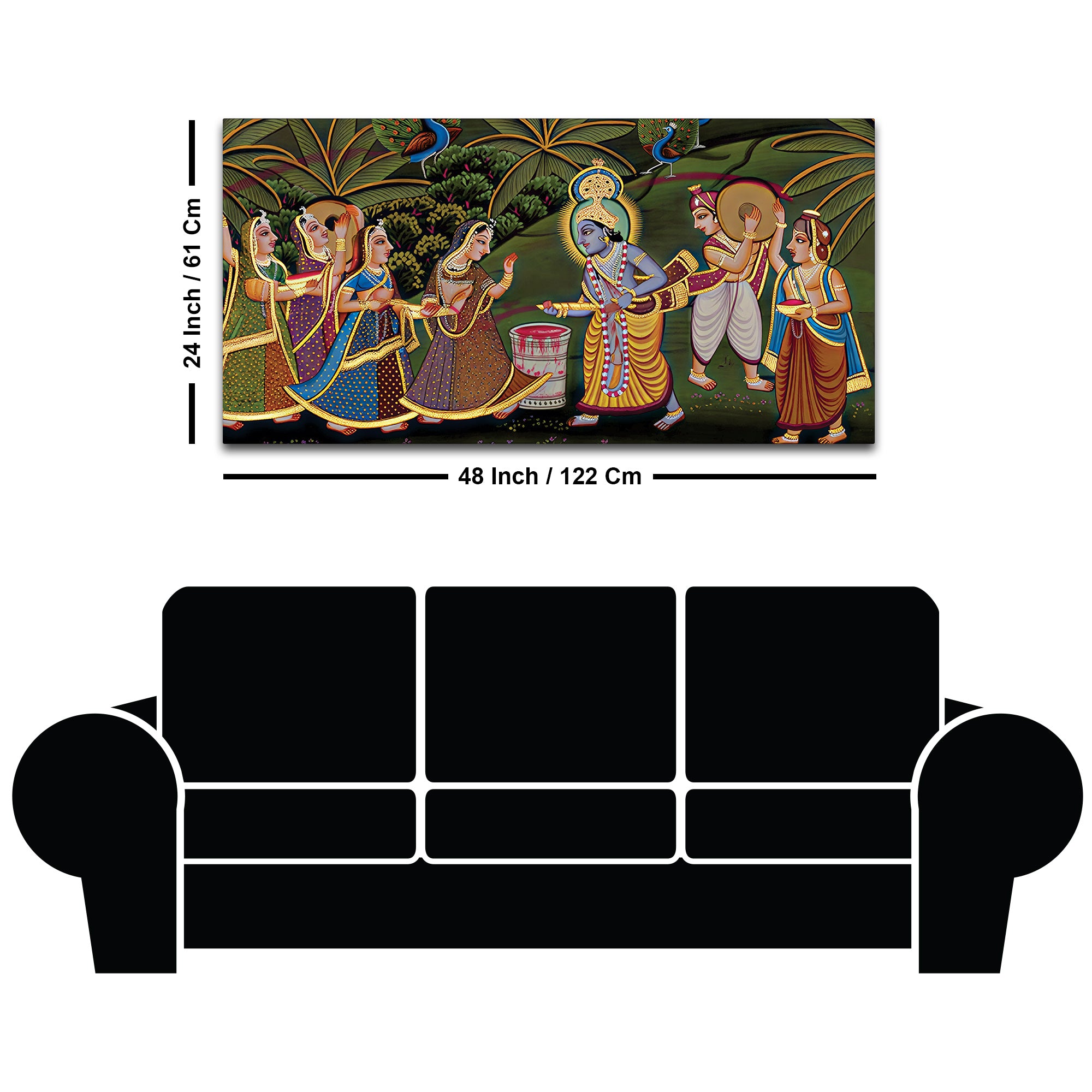Premium Pichwai Krishna Holi Wall Painting