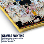Premium Pichwai Shreenathji Temple Scene Canvas Wall Painting