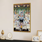 Premium Pichwai Shreenathji Temple Scene Canvas Wall Painting