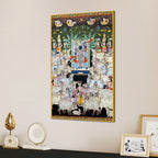 Premium Pichwai Shreenathji Temple Scene Canvas Wall Painting