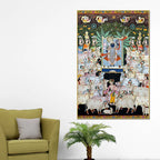 Premium Pichwai Shreenathji Temple Scene Canvas Wall Painting