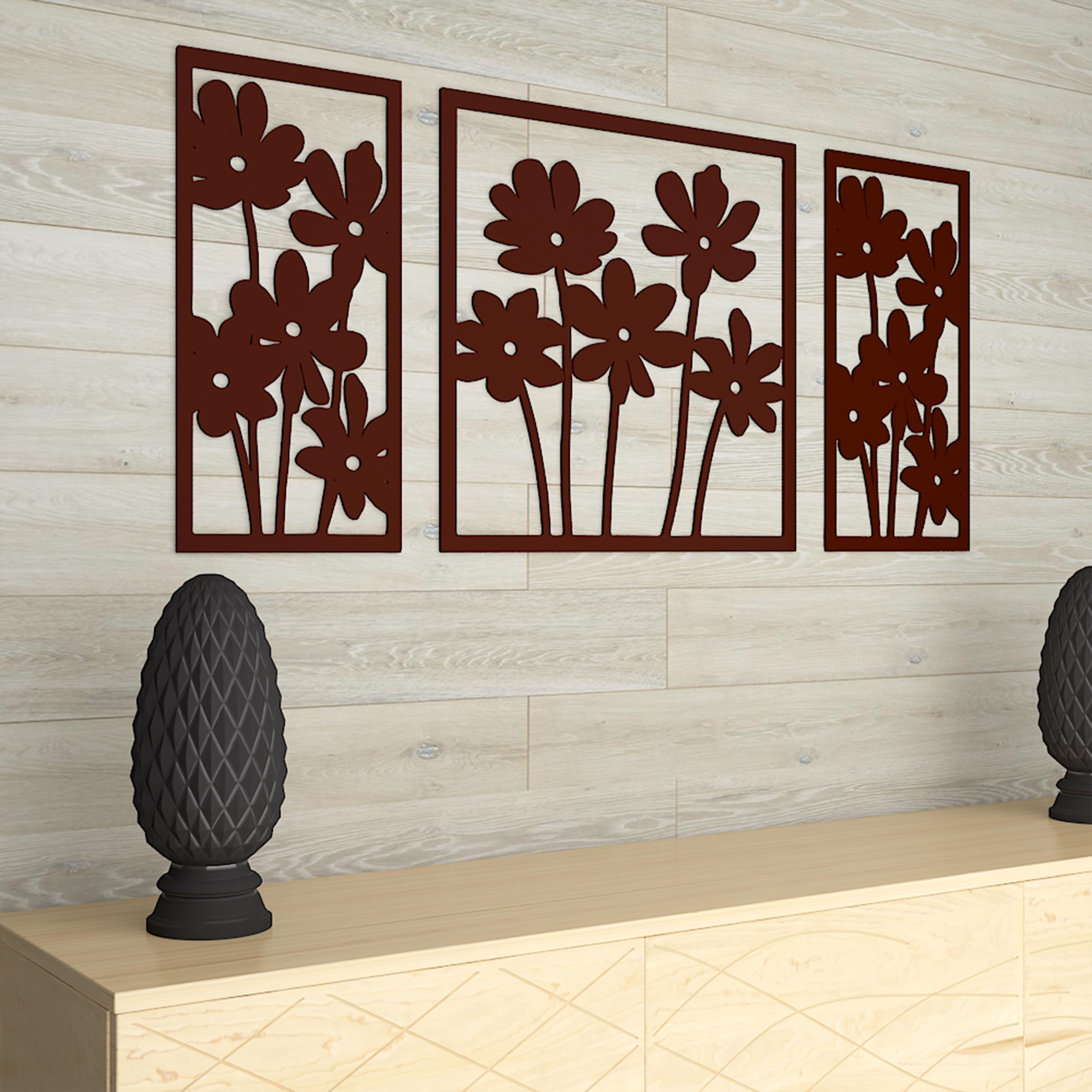 Premium Quality Wooden Brown Flowers Design Wall Hanging